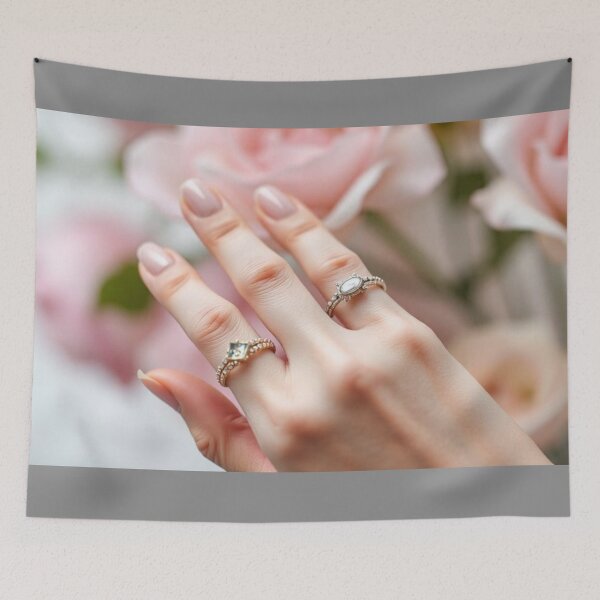 Item preview, Female Hand with 4 Fingers and Rings, Rose Background designed and sold by ValkArts.