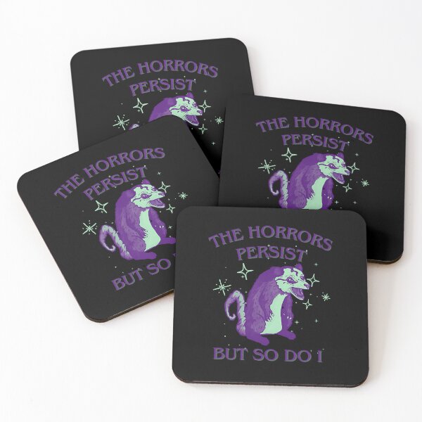 Item preview, The Horrors Persist But So Do I Shirt, Retro Opossum Shirt, Sarcastic Shirt, Funny Mental Health, Meme Shirt, Opossum Shirt,Funny Raccon Tee designed and sold by MotivaChic.