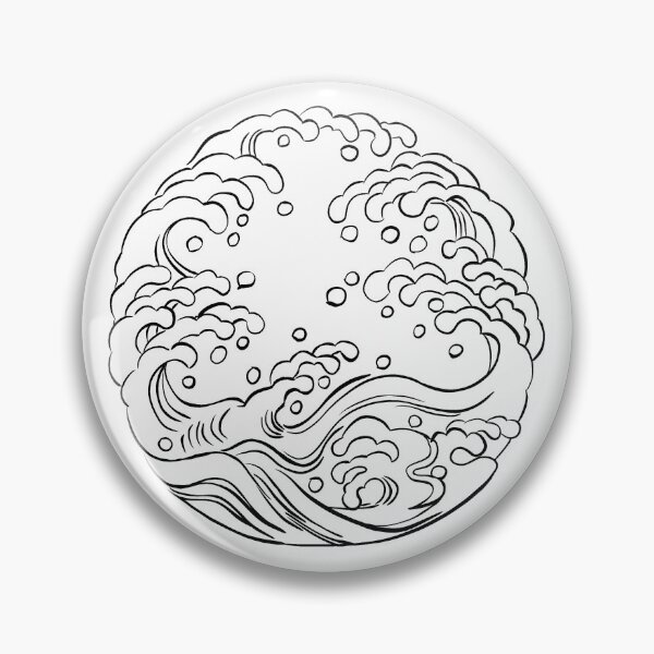 Item preview, waves circular black outlines designed and sold by Akoa.
