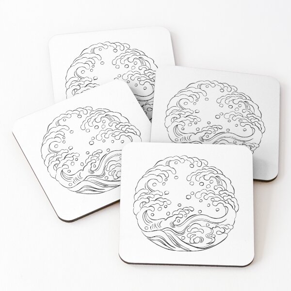 Item preview, waves circular black outlines designed and sold by Akoa.