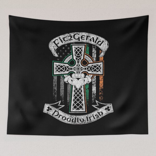 Item preview, FitzGerald family Irish Americans, US flag, Ireland flag, claddagh ring, celtic Cross vintage designed and sold by 9X FR.