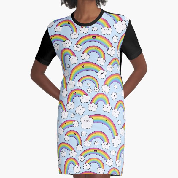 Rainbows Everywhere! Graphic T-Shirt Dress