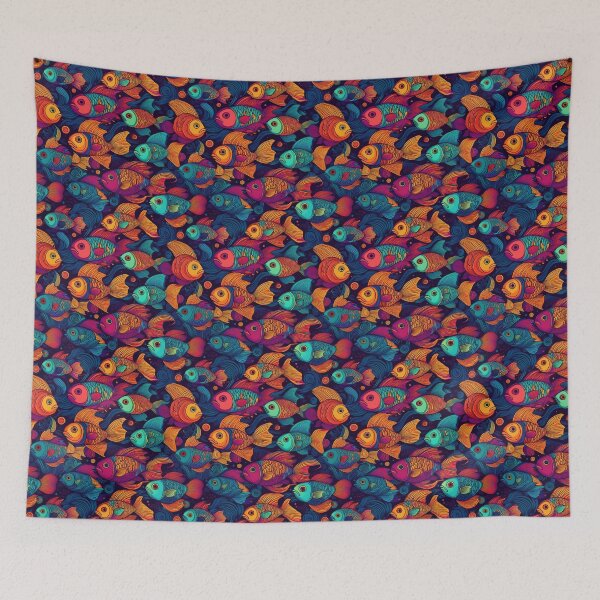 Item preview, Trippy Fishy Fish Seamless Pattern designed and sold by LianaCreates.