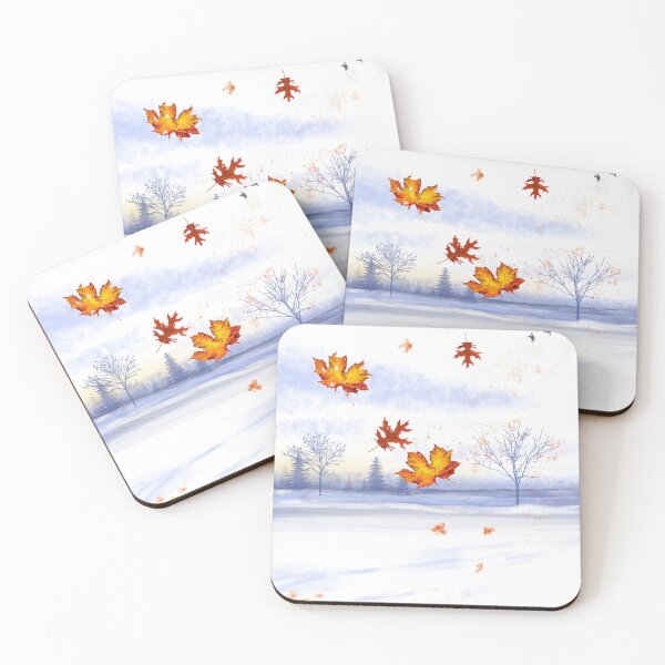 Item preview, Autumn leaves in snow fields designed and sold by FerretSteph.