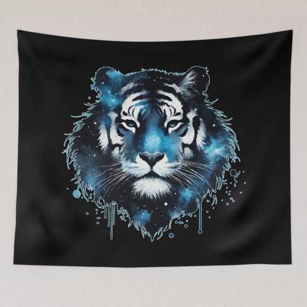 Item preview, Blue Cosmic Tiger Face Watercolor designed and sold by TomFrontierArt.
