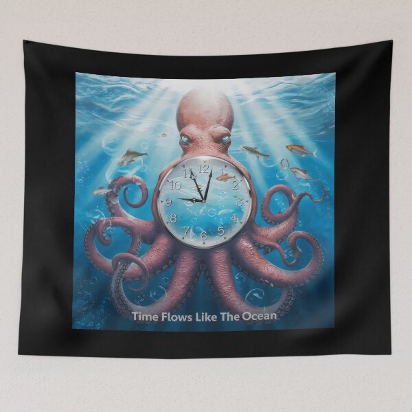 Item preview, Time Flows Like The Ocean – Surreal Octopus With Clock Design designed and sold by Prime-Studio.