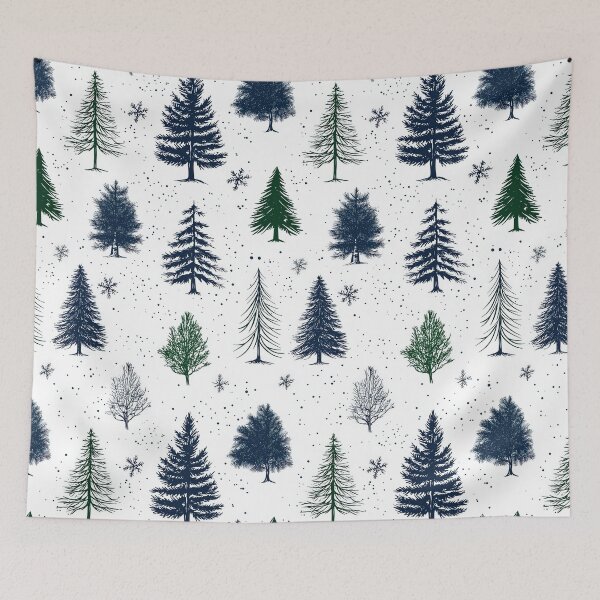 Item preview, Rustic Winter Forest with Stylized Evergreen Trees designed and sold by Piotrek0001.