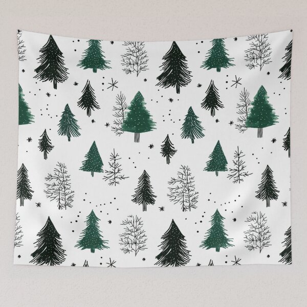 Item preview, Whimsical Snowy Forest with Pine Tree Motifs designed and sold by Piotrek0001.