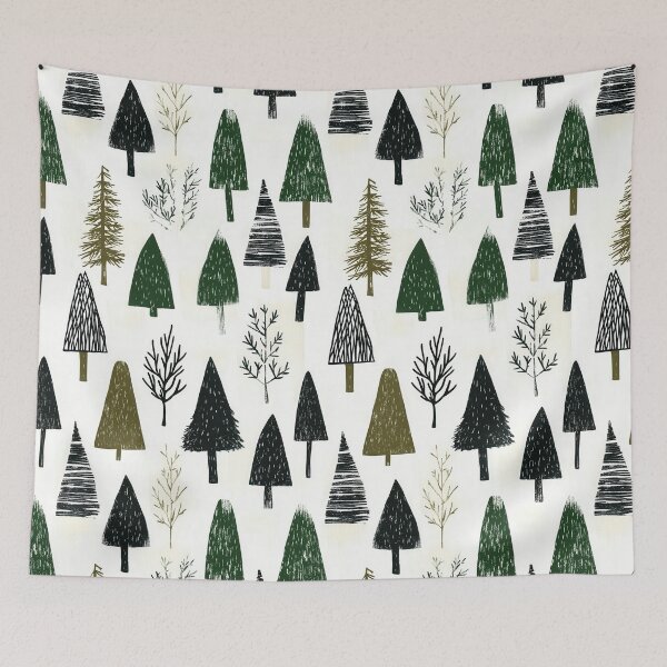 Item preview, Minimalist Nordic Landscape with Evergreen Motifs designed and sold by Piotrek0001.