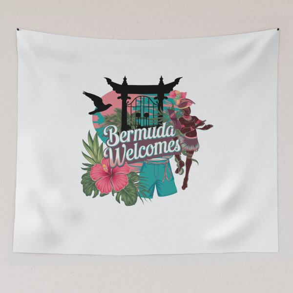 Item preview, Bermuda Welcomes Flag Map Hamilton,   designed and sold by AnimalsDH305.