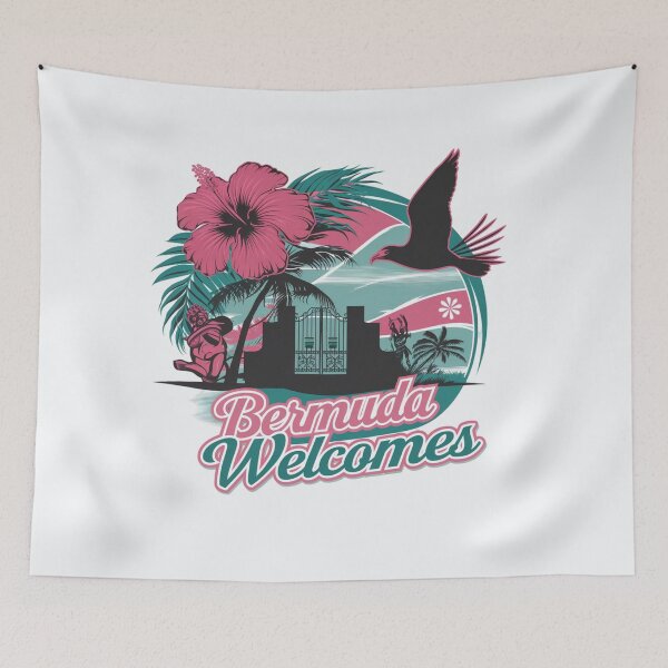 Item preview, Bermuda Welcomes Flag Map Hamilton,   designed and sold by AnimalsDH305.