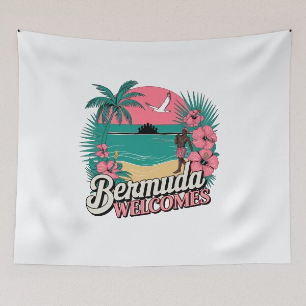 Item preview, Bermuda Welcomes Flag Map Hamilton,   designed and sold by AnimalsDH305.