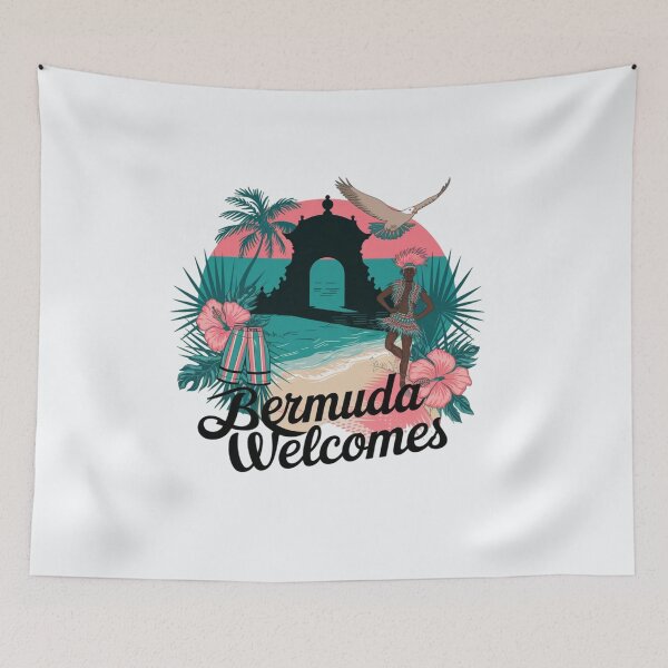 Item preview, Bermuda Welcomes Flag Map Hamilton,   designed and sold by AnimalsDH305.