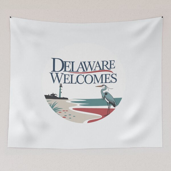 Item preview, Delaware Welcomes Flag Map Dover, Wilmington, Delaware River, designed and sold by AnimalsDH305.