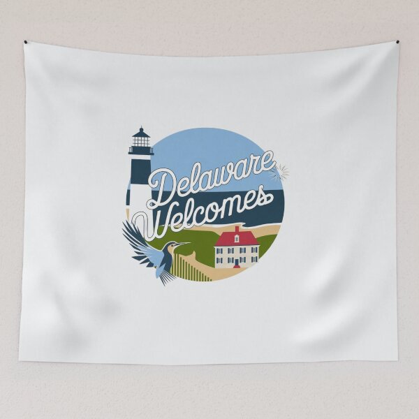 Item preview, Delaware Welcomes Flag Map Dover, Wilmington, Delaware River, designed and sold by AnimalsDH305.