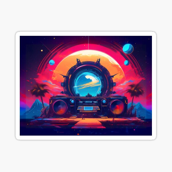 Retro Abstract Landscape Sticker