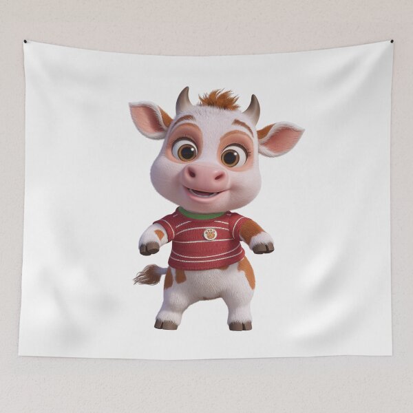 Item preview, Adorable Cartoon Cow in Red Sweater designed and sold by ZetaDream.
