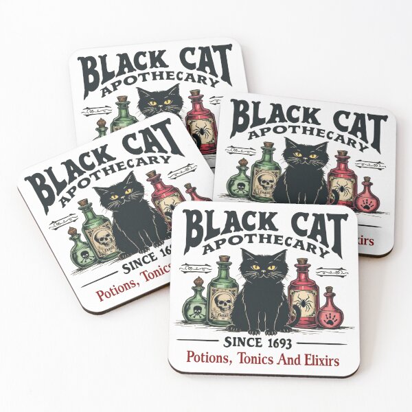 Item preview, Retro Scary Black Cat Apothecary Witchy Wicca Spooky designed and sold by Blok45.