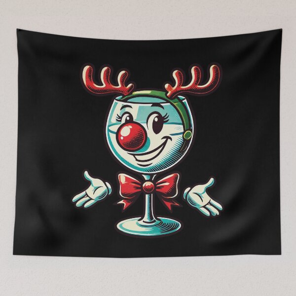Item preview, Festive Wine Glass Reindeer Cheer designed and sold by LuminOrb.