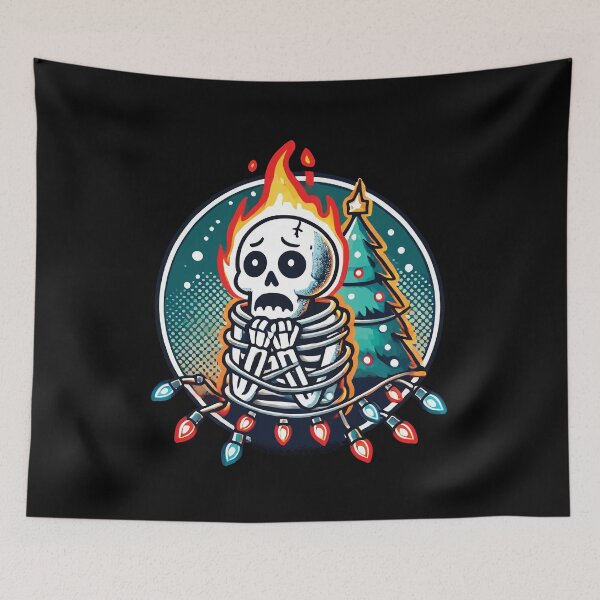 Item preview, Skeleton Christmas Lights On Fire designed and sold by LuminOrb.