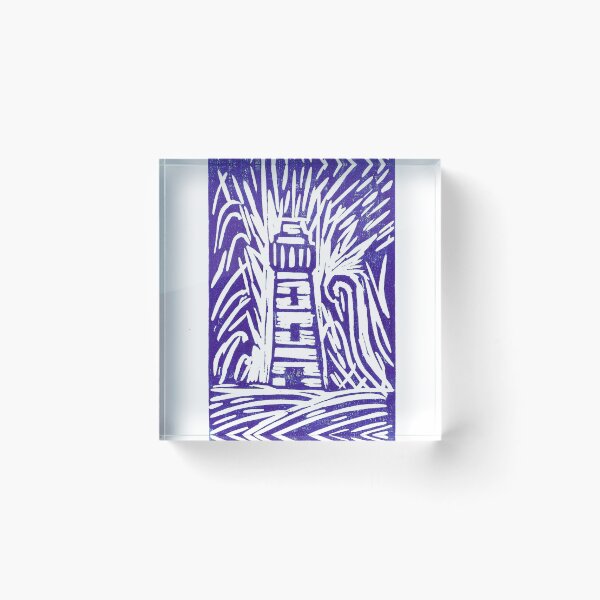 Item preview, Donaghadee Lighthouse during a storm. Lino print. designed and sold by DebTheZeb.
