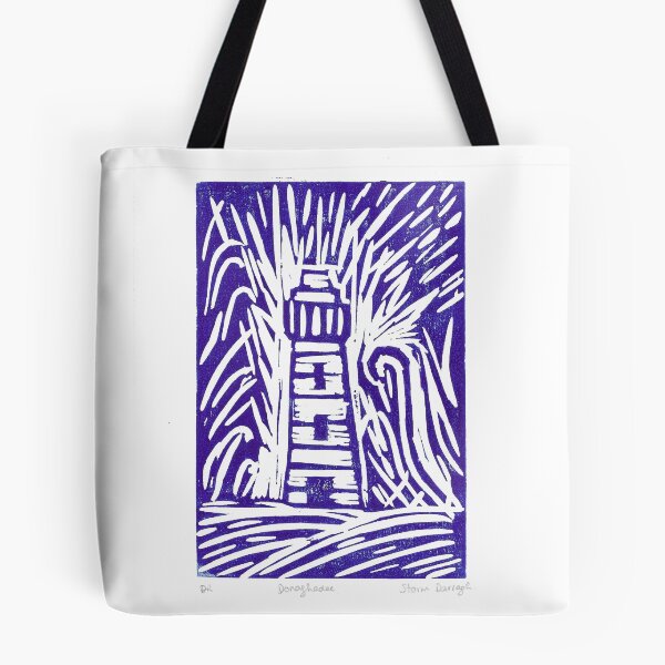 Item preview, Donaghadee Lighthouse during a storm. Lino print. designed and sold by DebTheZeb.