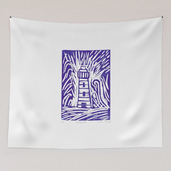 Item preview, Donaghadee Lighthouse during a storm. Lino print. designed and sold by DebTheZeb.
