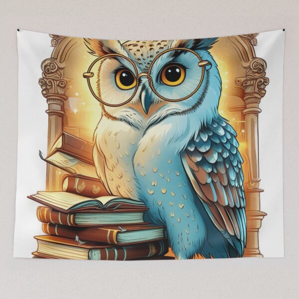 Item preview, Owl with glasses reading books sticker designed and sold by InsightA.