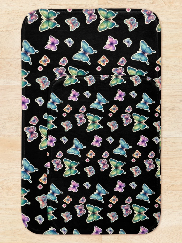 Thumbnail 5 of 6, Bath Mat, Butterfly Sticker Collection  designed and sold by Lunar009.