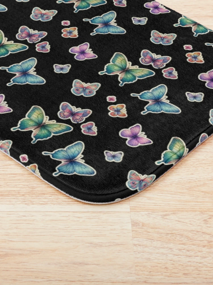 Thumbnail 3 of 6, Bath Mat, Butterfly Sticker Collection  designed and sold by Lunar009.