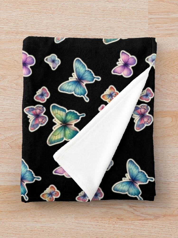 Thumbnail 3 of 6, Throw Blanket, Butterfly Sticker Collection designed and sold by Lunar009.