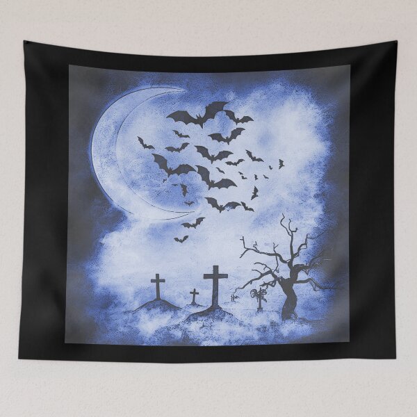 Item preview, crescent moon, misty burial mounds, bats designed and sold by Kirei-Lily.