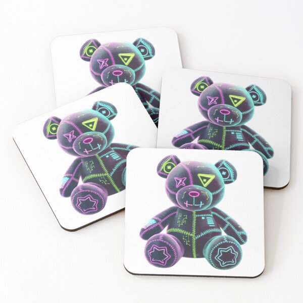 Item preview, Neon Glow Cyber Patchwork Teddy Bear Design – Futuristic Plush Art designed and sold by GemBob Creations.