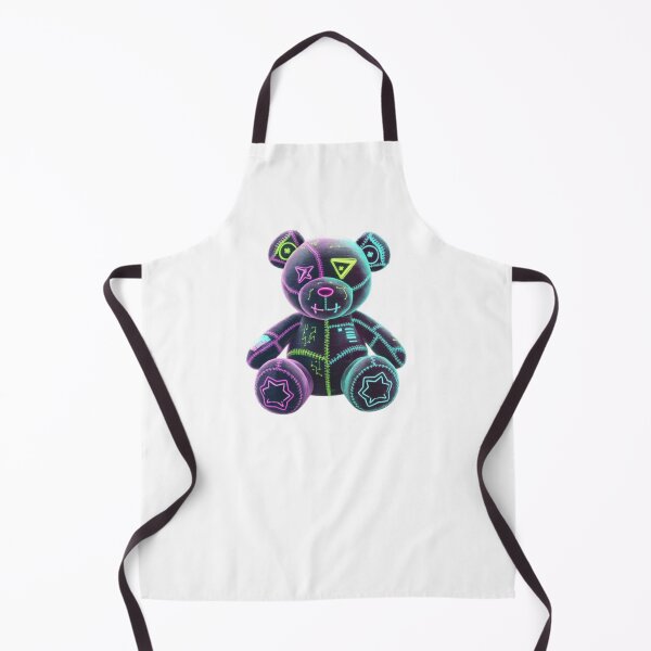 Item preview, Neon Glow Cyber Patchwork Teddy Bear Design – Futuristic Plush Art designed and sold by GemBob Creations.