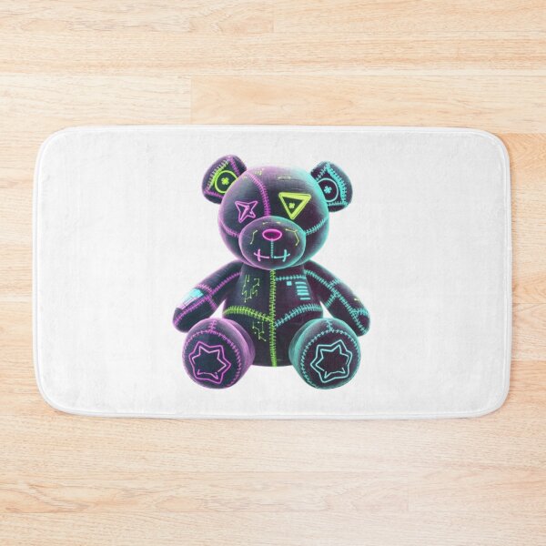 Item preview, Neon Glow Cyber Patchwork Teddy Bear Design – Futuristic Plush Art designed and sold by GemBob Creations.