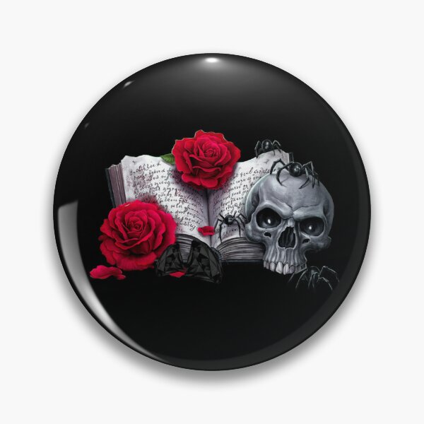 Item preview, rose petals, gothic book, human skull designed and sold by Kirei-Lily.