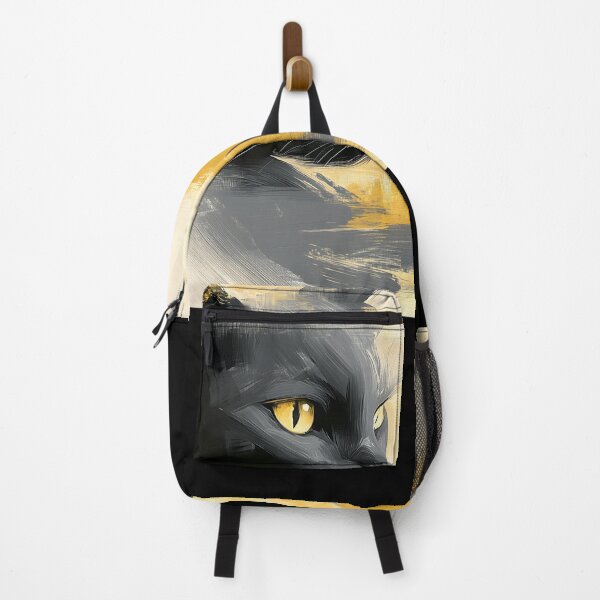 Item preview, Abstract Fantasy Painting of Black Cat - Yellow and Grey designed and sold by Soul-Sparks.