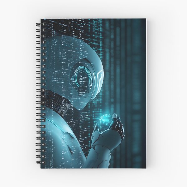Item preview, AI Robot with Holographic Code - Futuristic Tech designed and sold by Soul-Sparks.