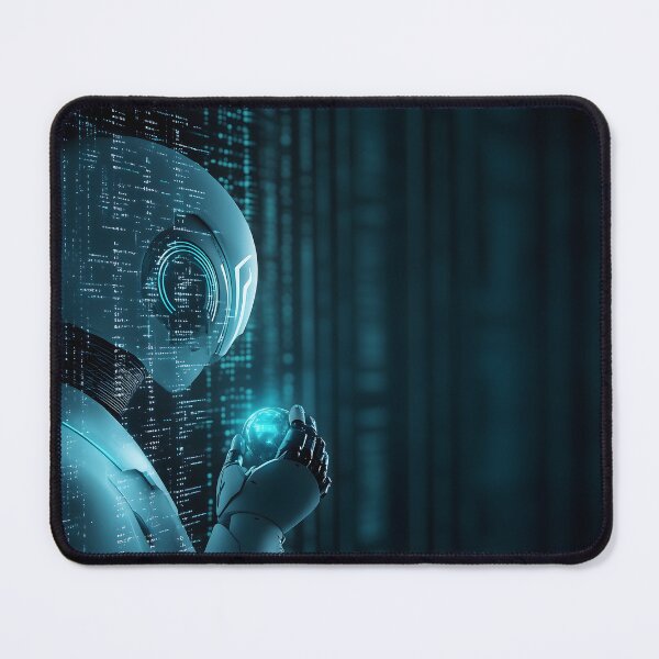 Item preview, AI Robot with Holographic Code - Futuristic Tech designed and sold by Soul-Sparks.