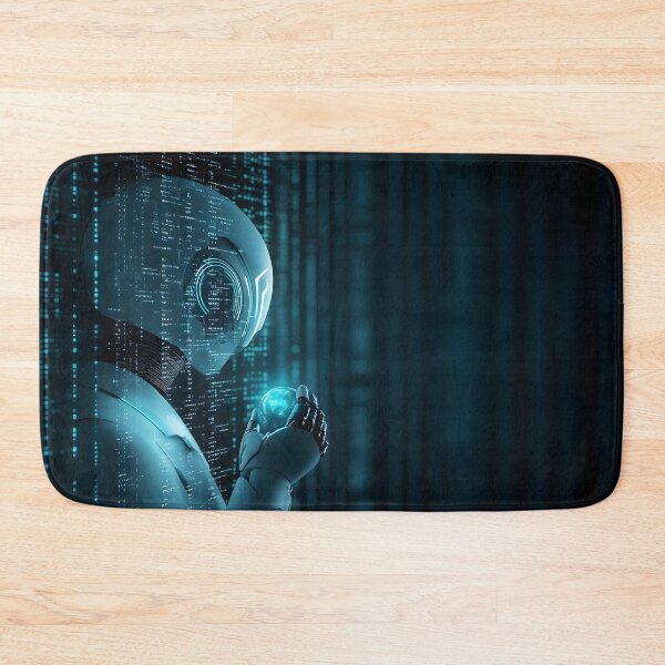 Item preview, AI Robot with Holographic Code - Futuristic Tech designed and sold by Soul-Sparks.