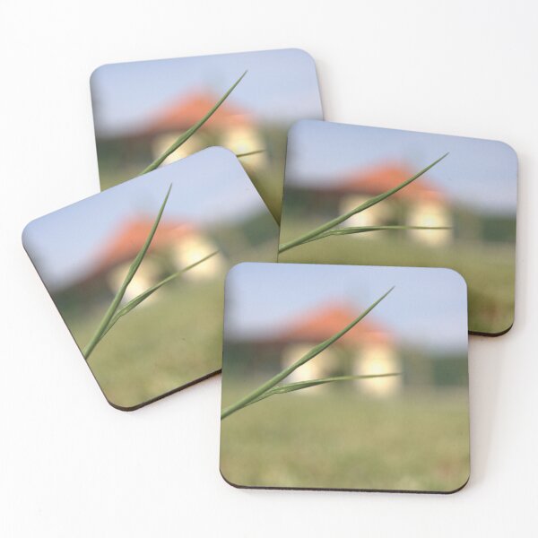 Item preview, simple photo of a distant house and a blade of grass designed and sold by goosebumps78.