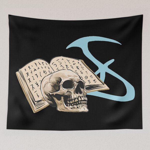 Item preview, vanitas, human skull, occult, magic book designed and sold by Kirei-Lily.
