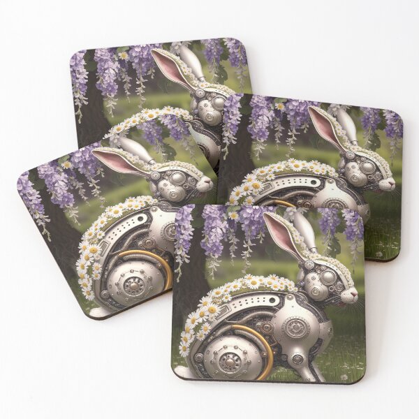 Item preview, Steampunk Mechanical Rabbit in Floral Garden designed and sold by ZetaDream.