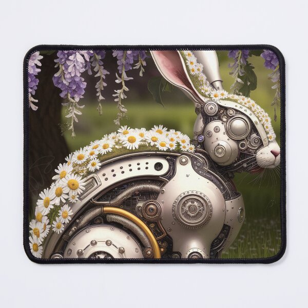 Item preview, Steampunk Mechanical Rabbit in Floral Garden designed and sold by ZetaDream.