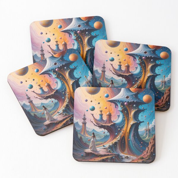 Item preview, Girl Abstracts Fantastical Worlds Landscapes Surreal Art Magic designed and sold by ART ATTACK ZONE.