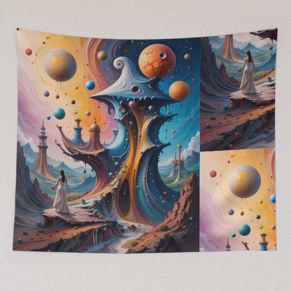 Item preview, Girl Abstracts Fantastical Worlds Landscapes Surreal Art Magic designed and sold by ART ATTACK ZONE.