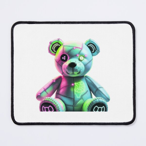 Item preview, Neon Cyber Patchwork Teddy Bear – Futuristic Glow Plush Design designed and sold by GemBob Creations.