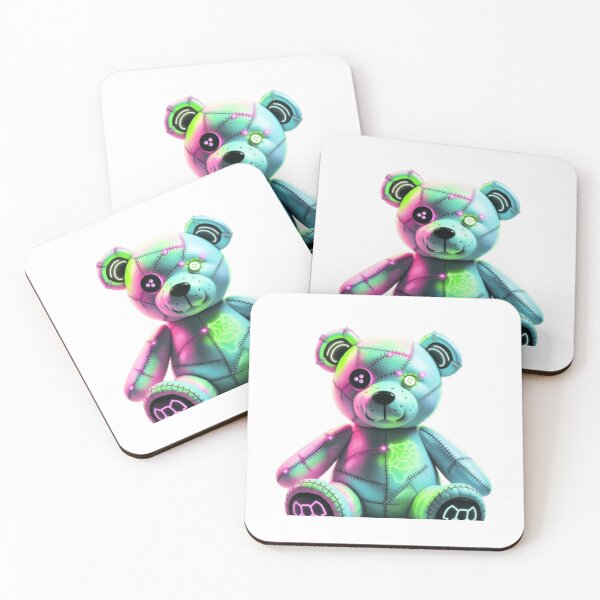 Item preview, Neon Cyber Patchwork Teddy Bear – Futuristic Glow Plush Design designed and sold by GemBob Creations.