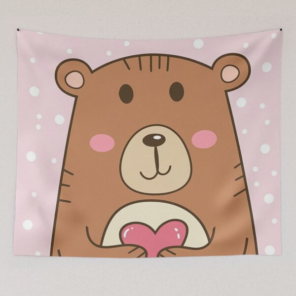 Item preview, A cute bear with small ears and a pink heart for your loved one. designed and sold by SaraSumi.