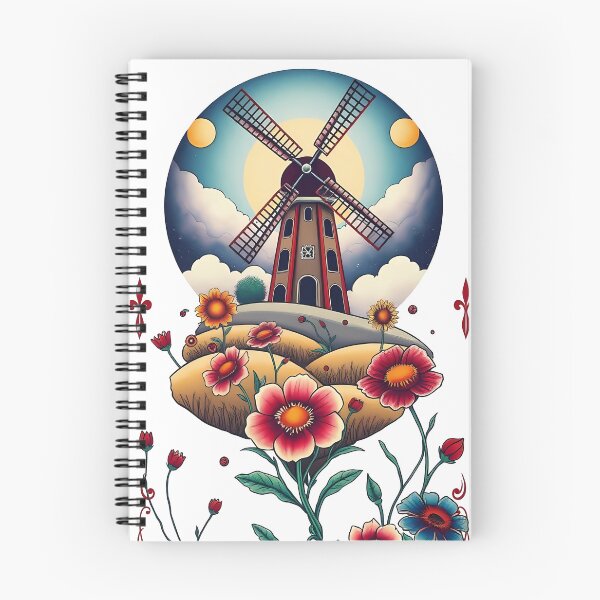 Item preview, Vibrant Floral Windmill Design with Artistic Details   designed and sold by AHMEDMAMADO.